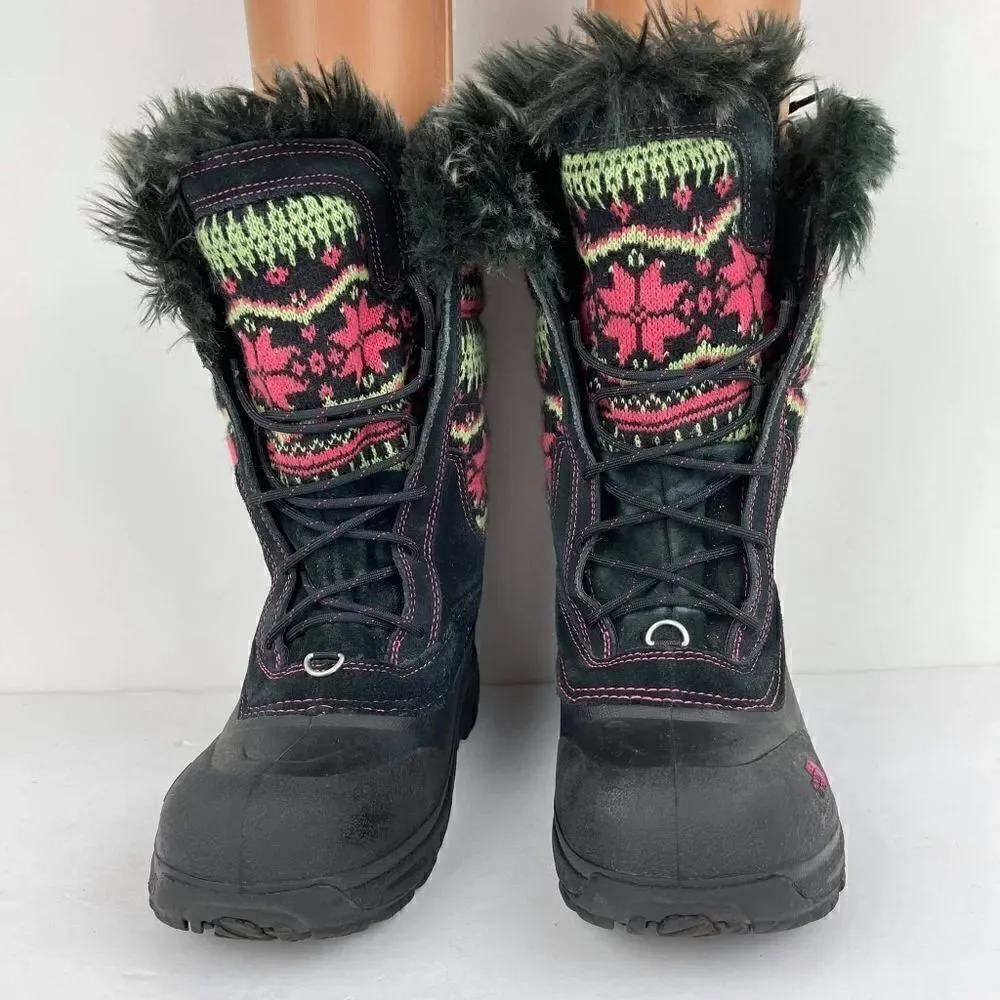 The north face girls shellista lace novelty Winter  black multicolored boot sz 6